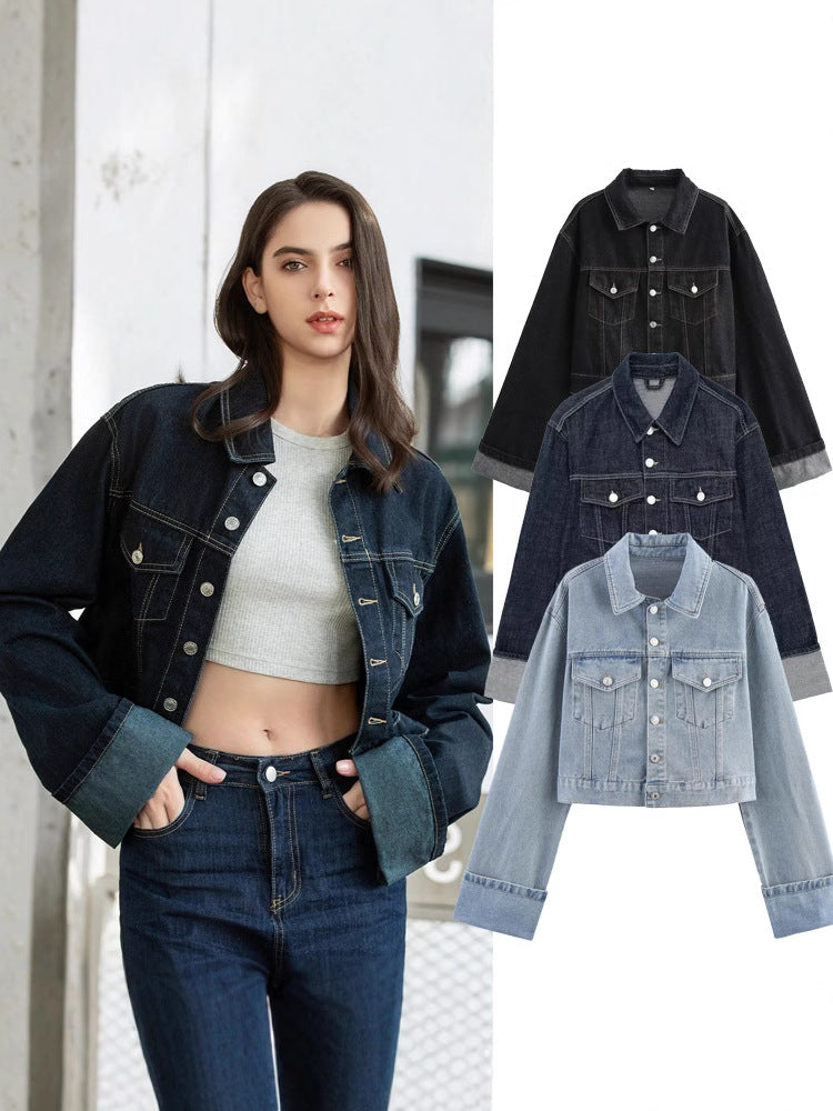 Women's Rolled-Cuff Denim Jacket