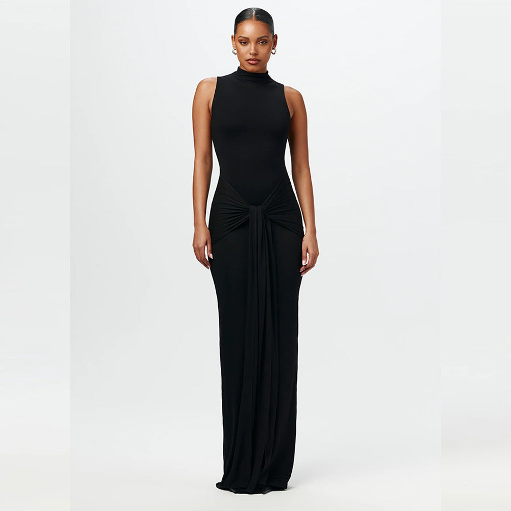 Round-Neck Sleeveless Fitted Dress