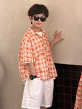Kids' Colorful Plaid Short-Sleeve Shirt