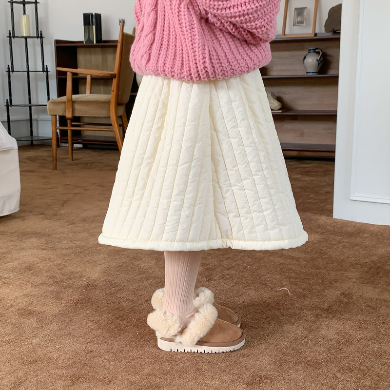Girls' Solid Padded Winter Skirt