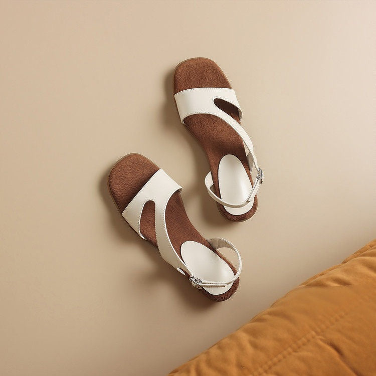 Buckle-Strap Leather Sandals
