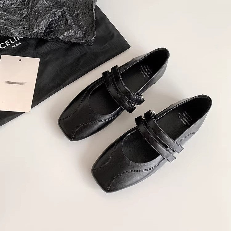Leather Velcro Mary Jane Flats