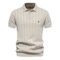 Textured Vertical Stripe Knit Polo