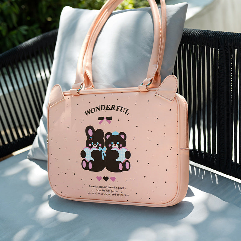 Cartoon Print Shoulder Laptop Bag