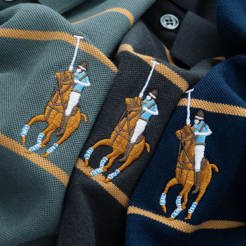 Classic Striped Long-Sleeve Polo