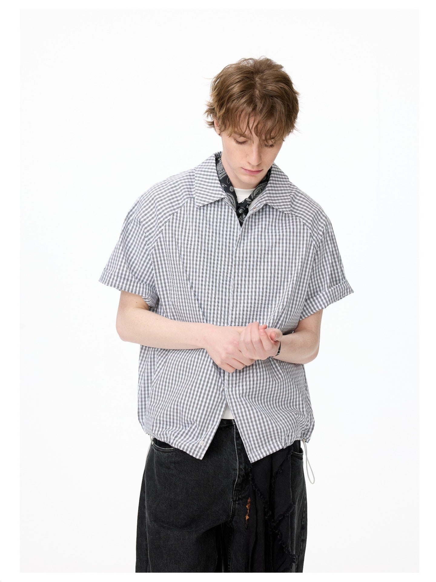 Checkered Oversized Short-Sleeve Shirt