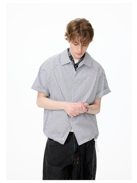 Checkered Oversized Short-Sleeve Shirt