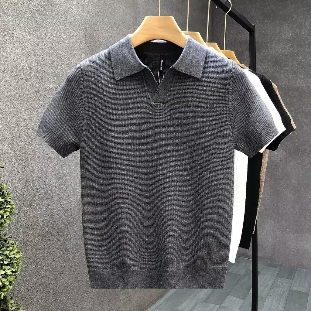 Textured Knit Polo Shirt