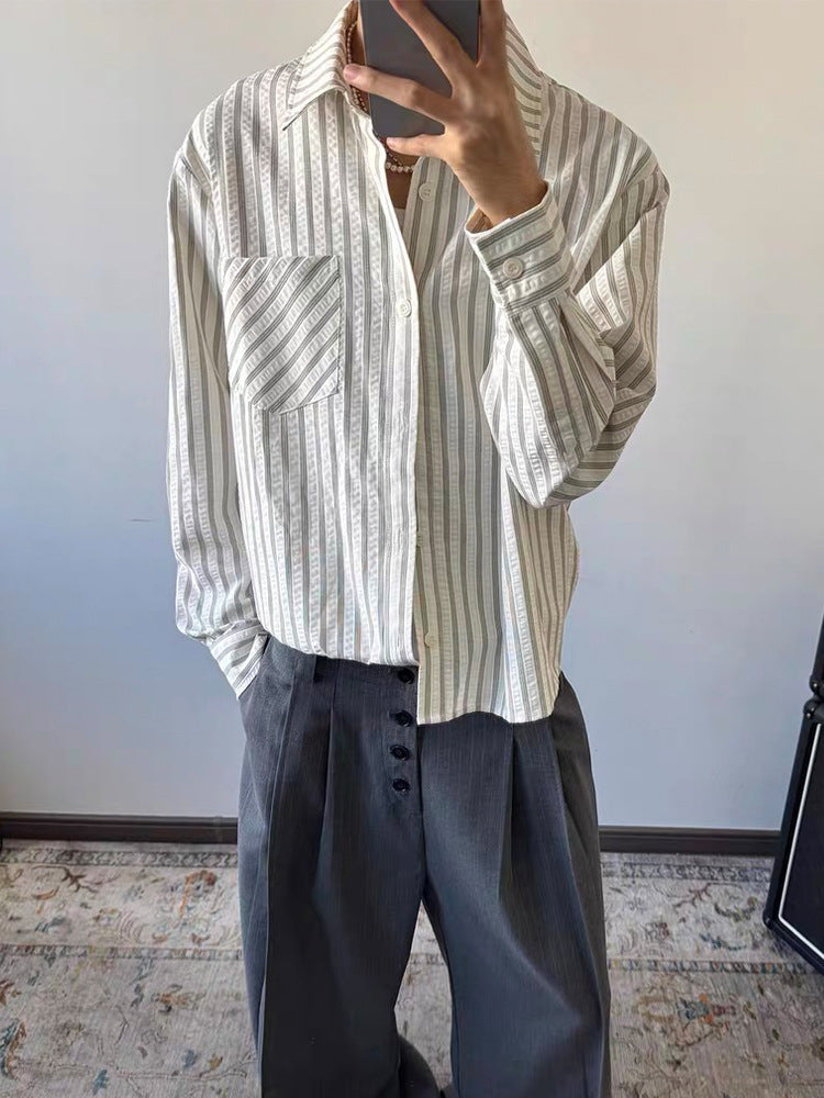 Oversized Stripe Button-Down Shirt