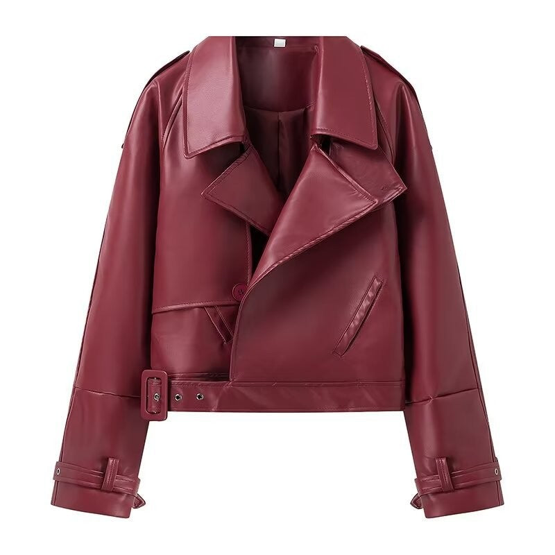 Faux Leather Lace Up Blazer Jacket