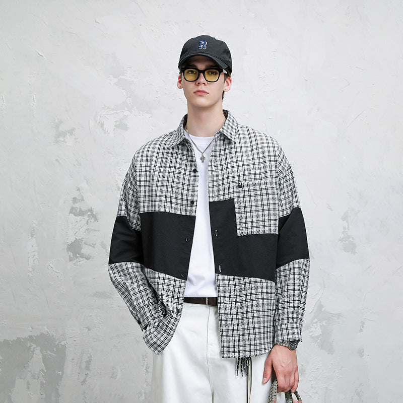 Retro Plaid Patchwork Shirt-Jacket