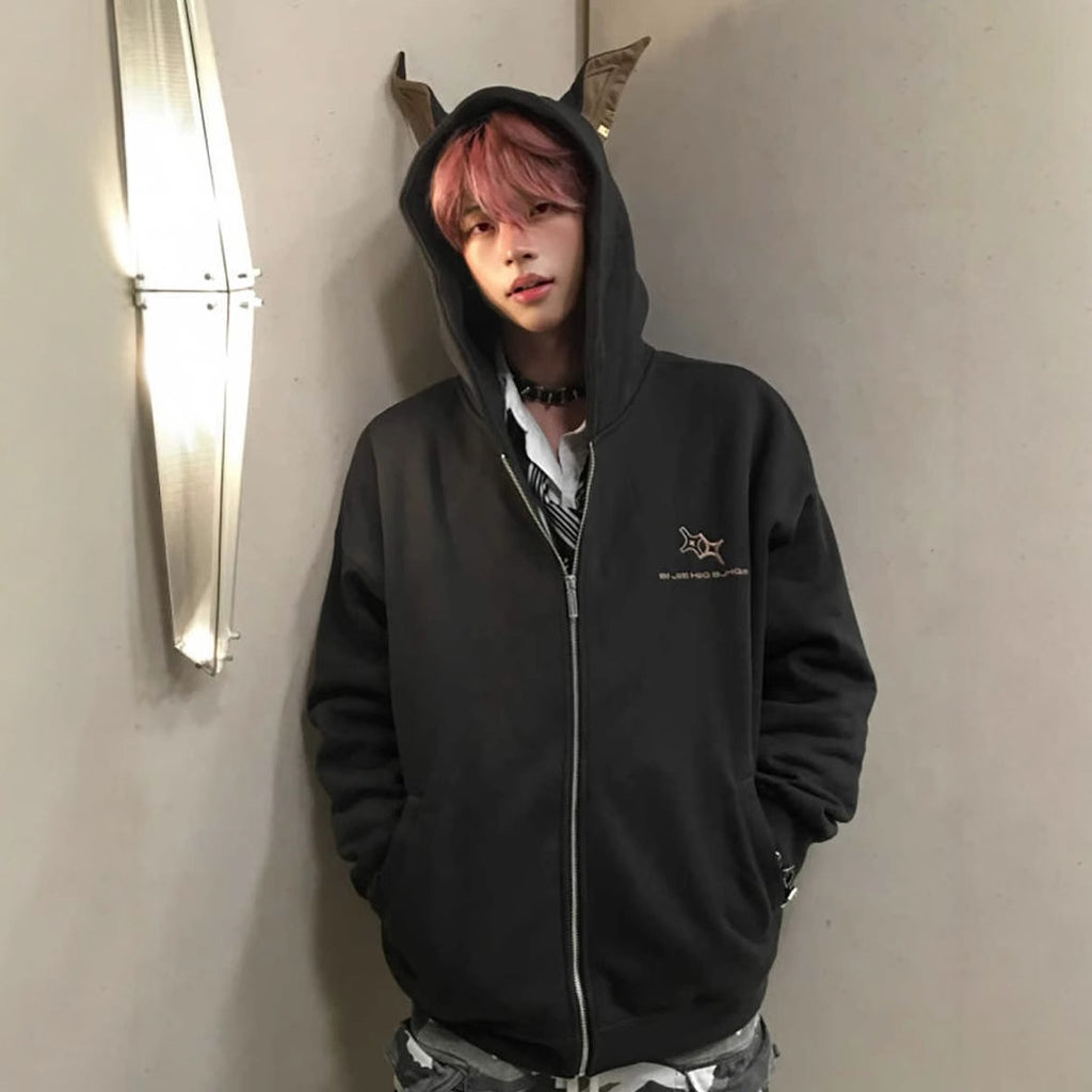 Dog Ear Zipper Hoodie