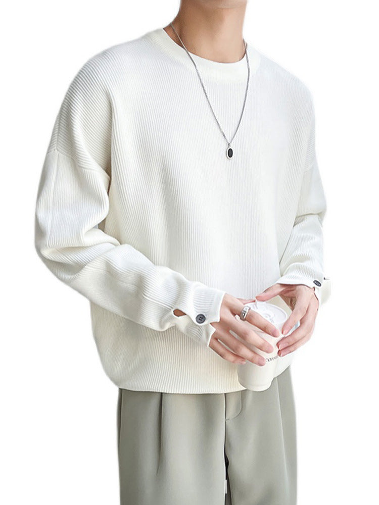 Button-Cuff Knit Sweater