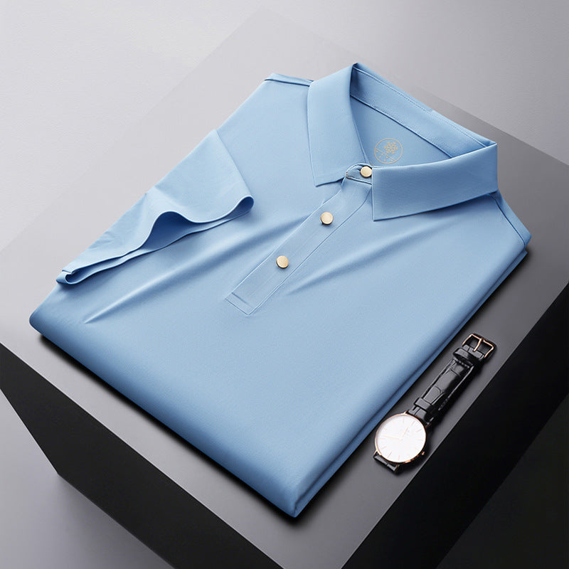 Laminated Solid Color Polo Shirt