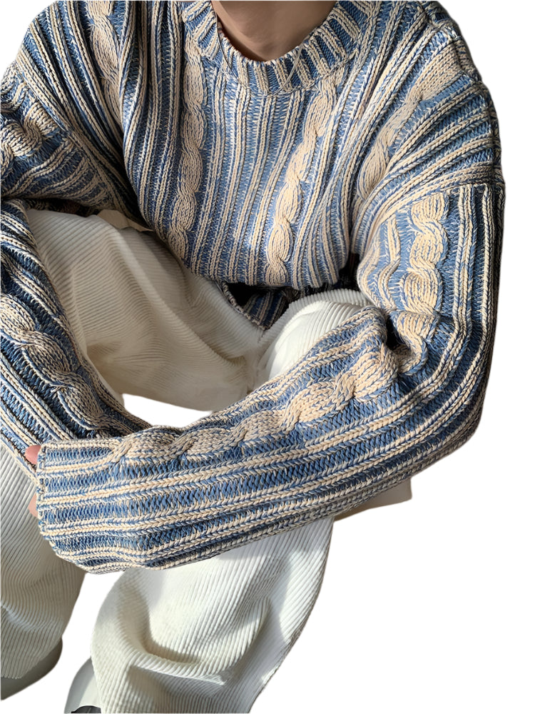 Men's casual round-neck knitted sweater.