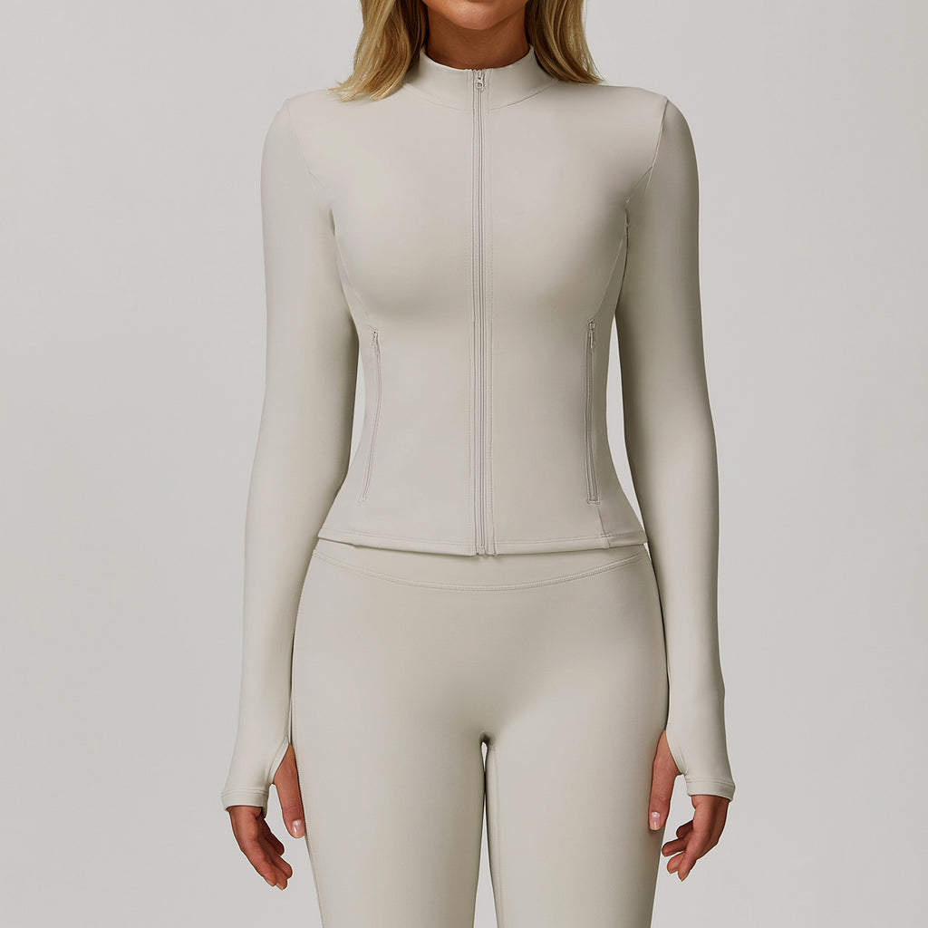Zip-up Athletic Top and Leggings Set