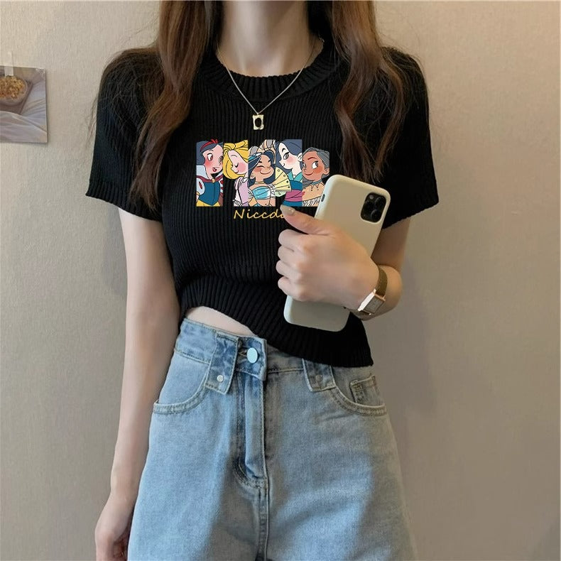 Ribbed Knit Graphic Tee