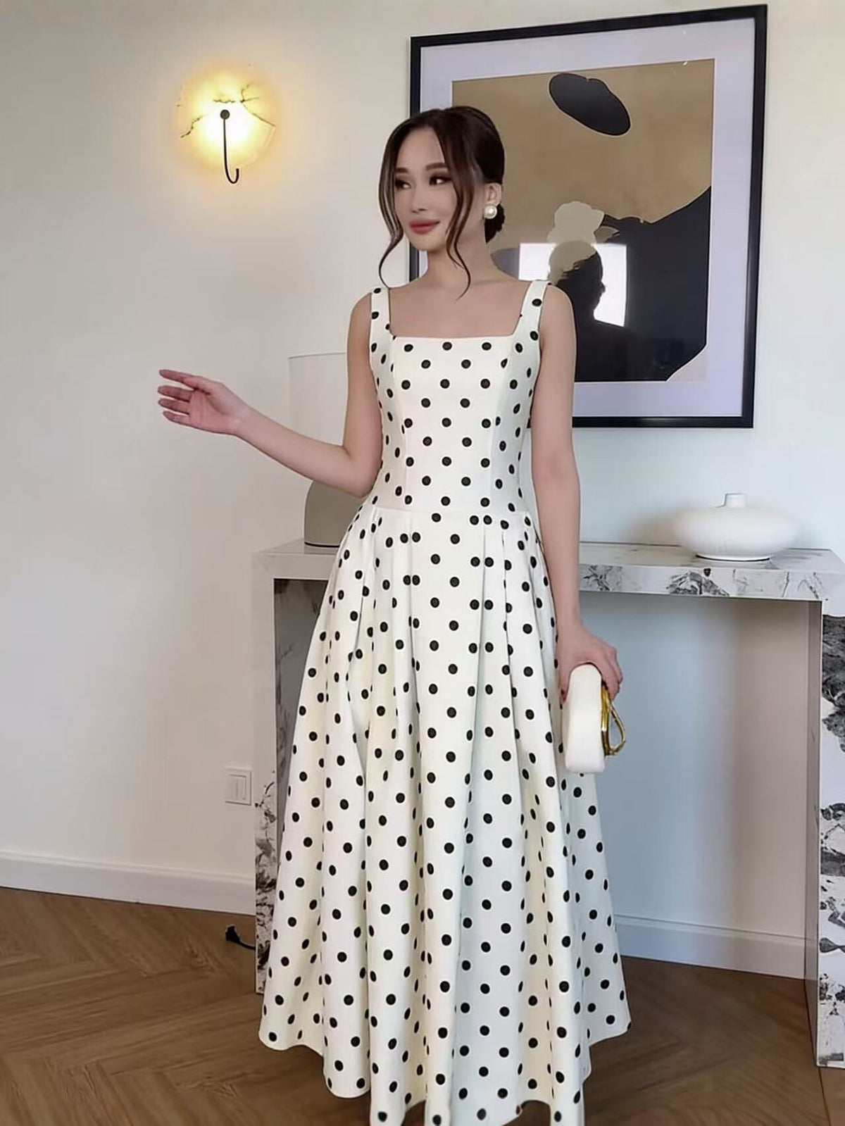 Polka Dot Strapless Dress