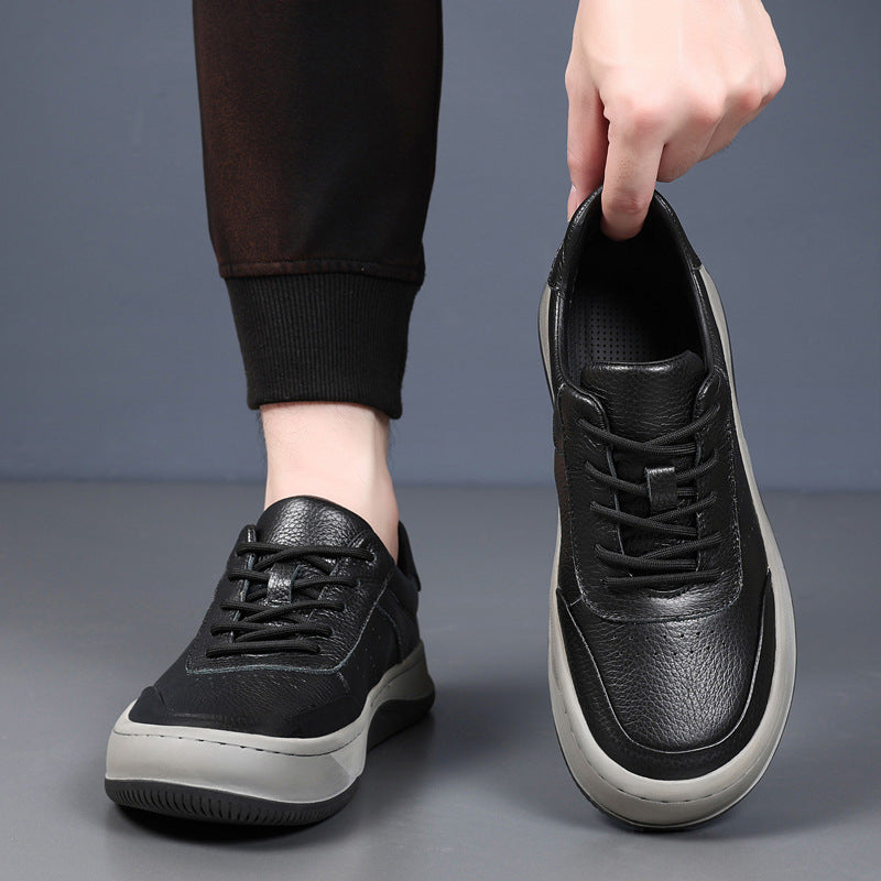 Premium Grain Leather Casual Sneakers