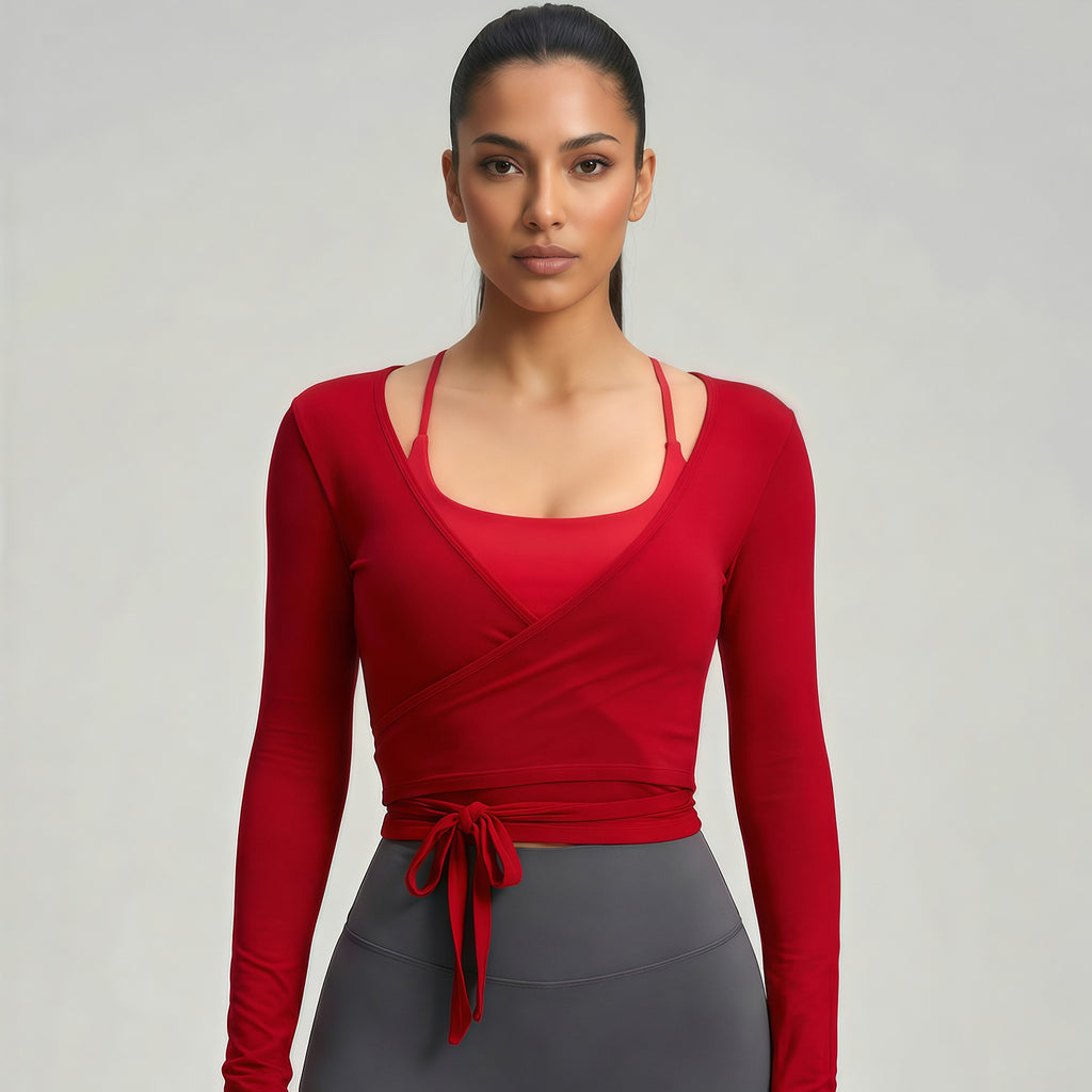 Lace-Up Long-Sleeve Yoga Top