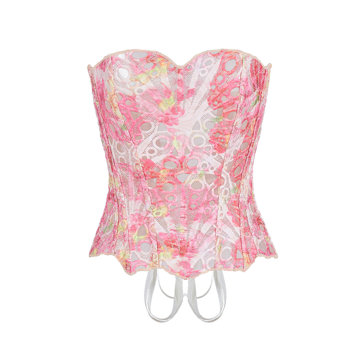 Irregular Lace Boned Corset Bustier