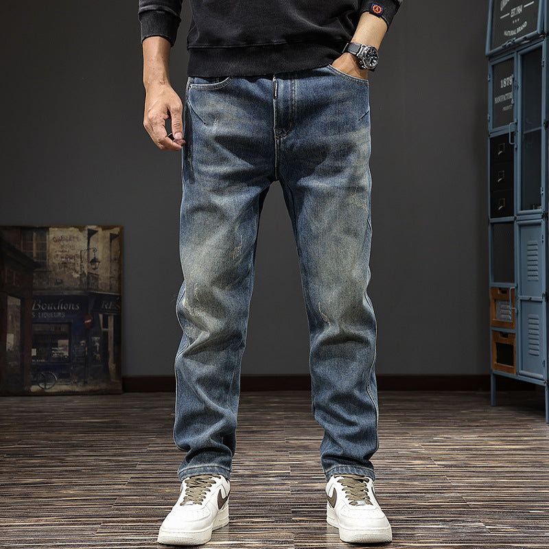 Fleece-Lined Relaxed Tapered Denim