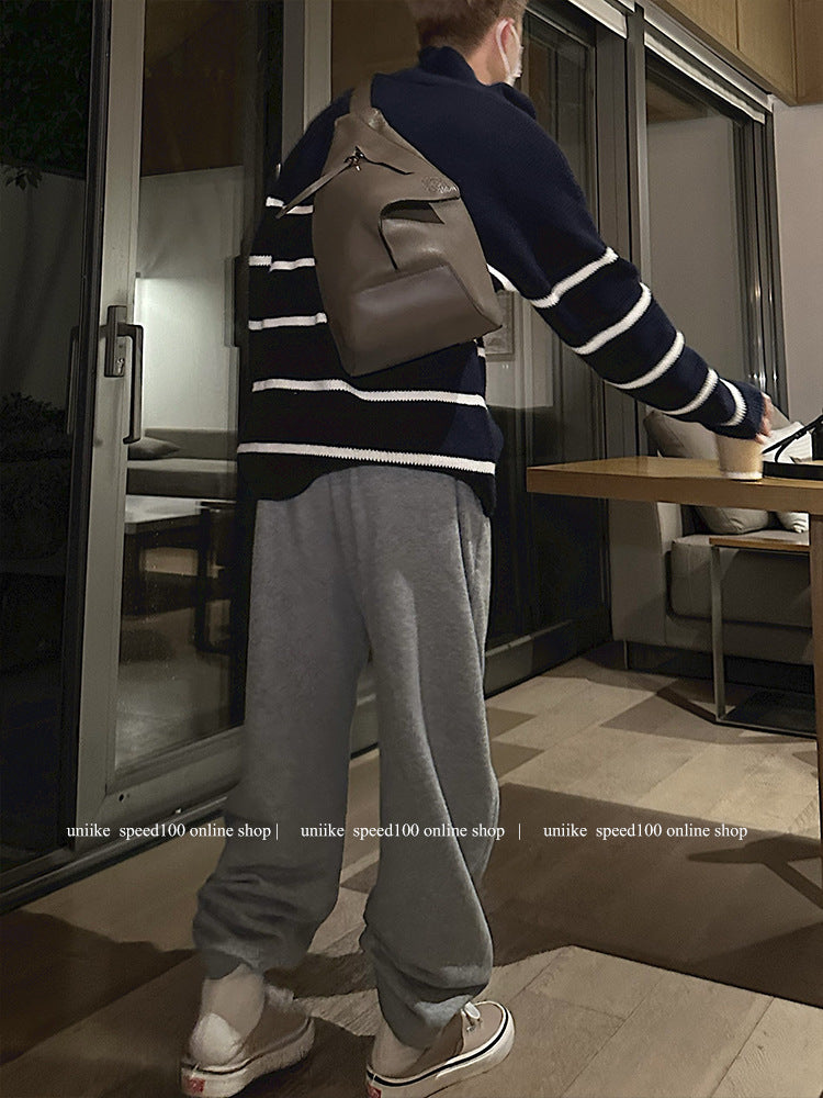 Zip-Neck Ribbed Knit Sweater
