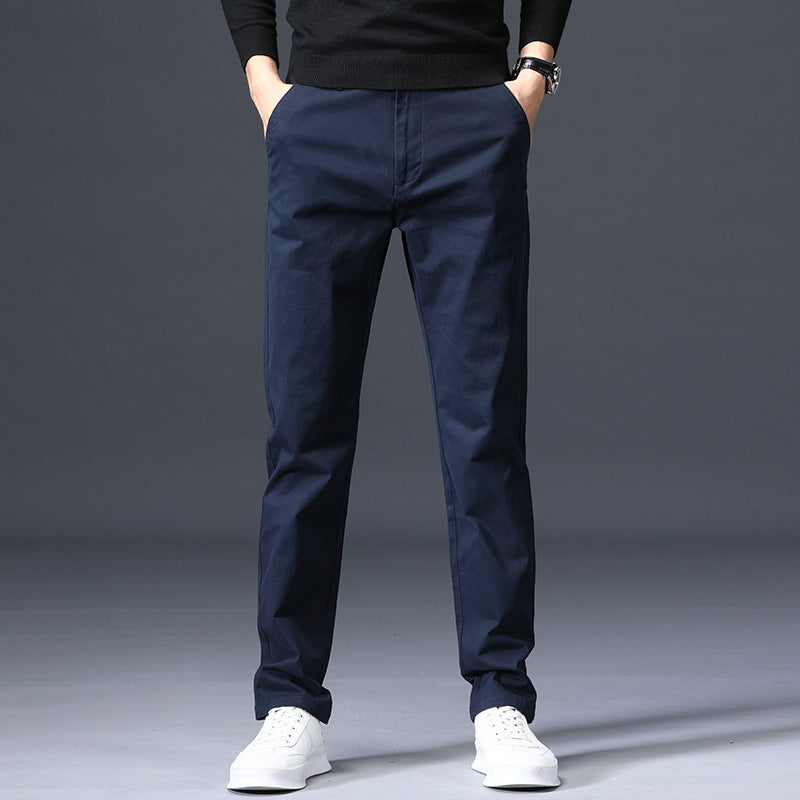 Men's Straight-Leg Cotton Casual Trousers