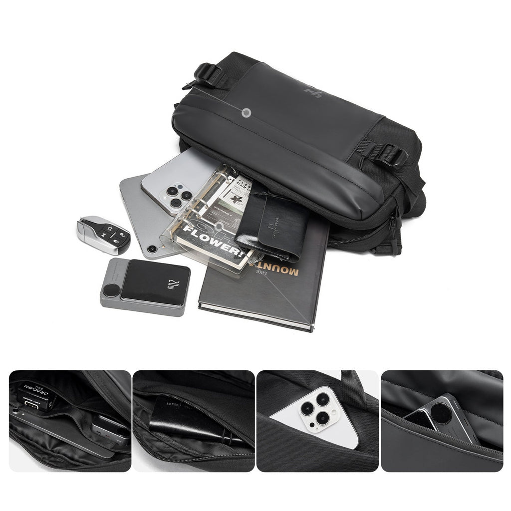 MOYYI Men's Crossbody Bag Versatile Large Capacity Multifunctional Casual Chest Bag Waist Bag Lightweight Sports Cycling Shoulder