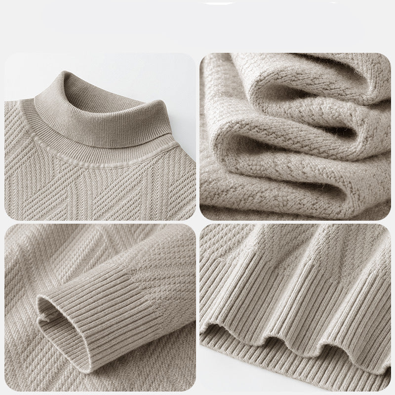 High-Neck Textured Knit Sweater