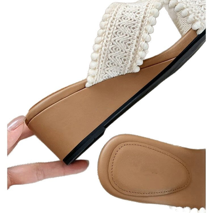 Woven Cross-Strap Wedges