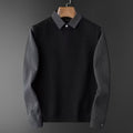 Men’s Mock-Layer Striped Knit Pullover