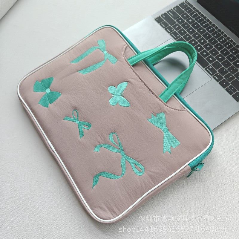 Embroidered Butterfly Bow Laptop Bag