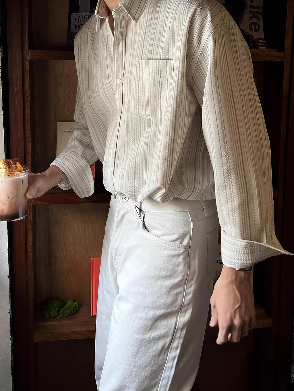 Textured Striped Button Up