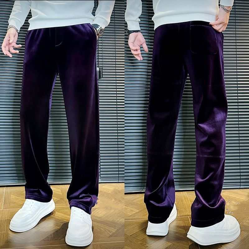 Premium Velour Straight-Leg Trousers