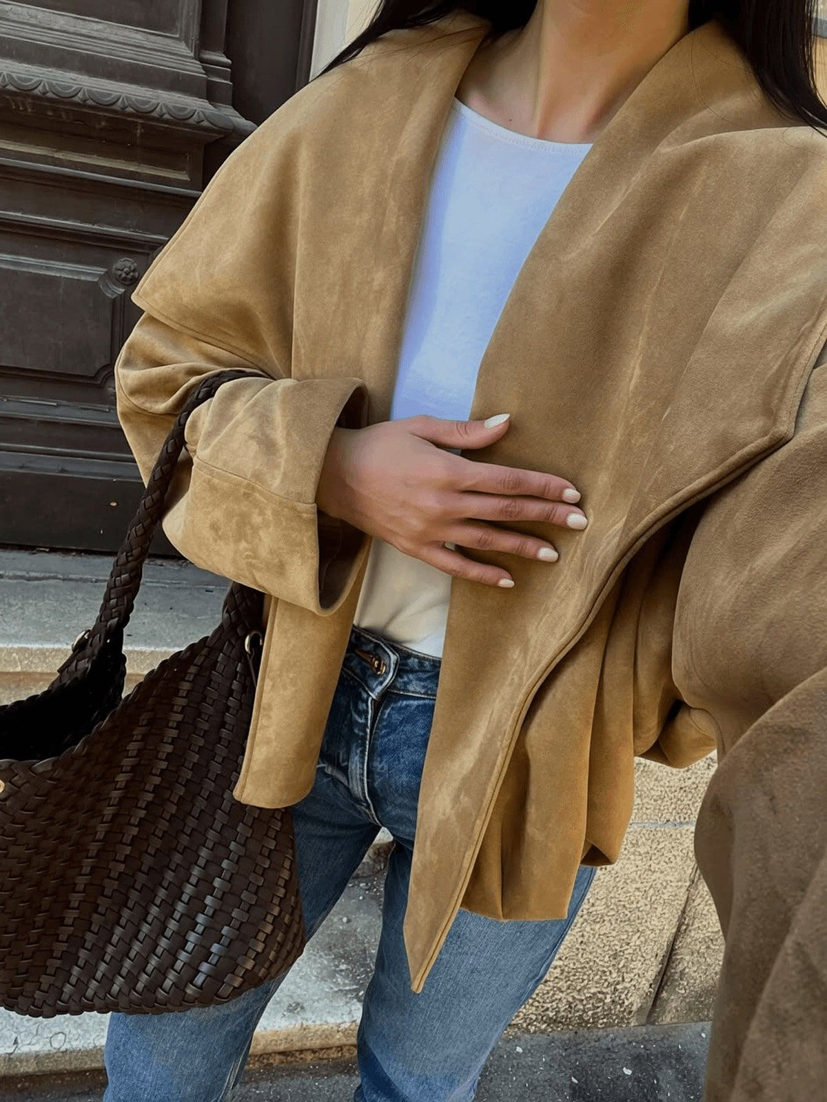 Women's Faux Suede Cropped Jacket