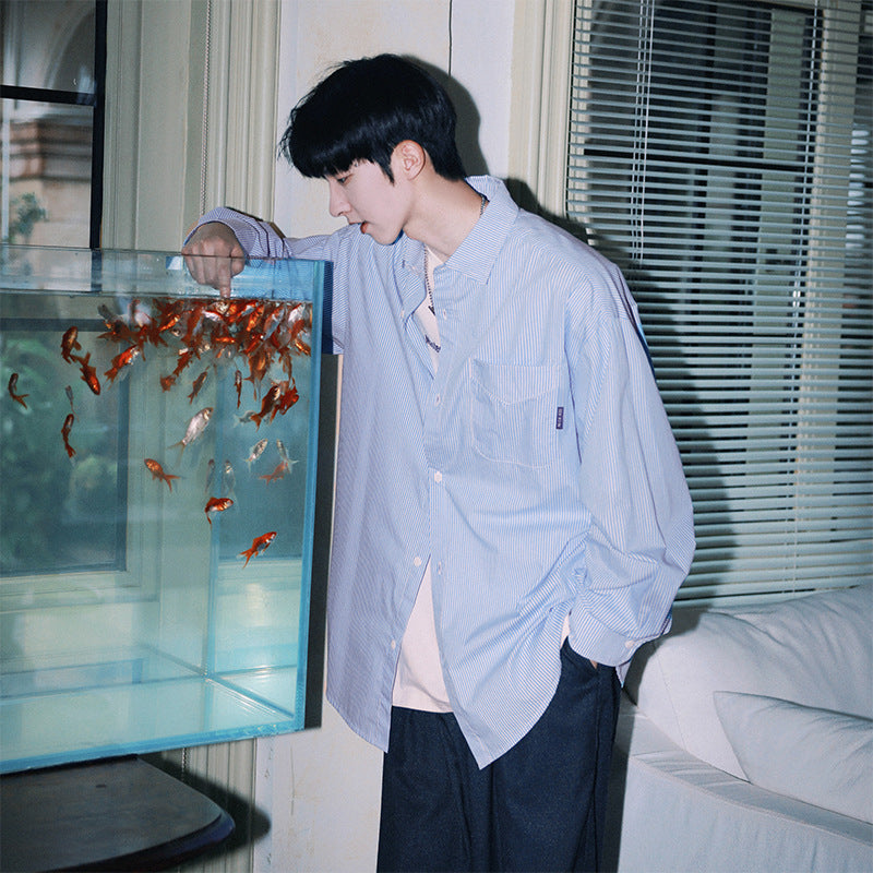 Retro Striped Long-Sleeve Shirt