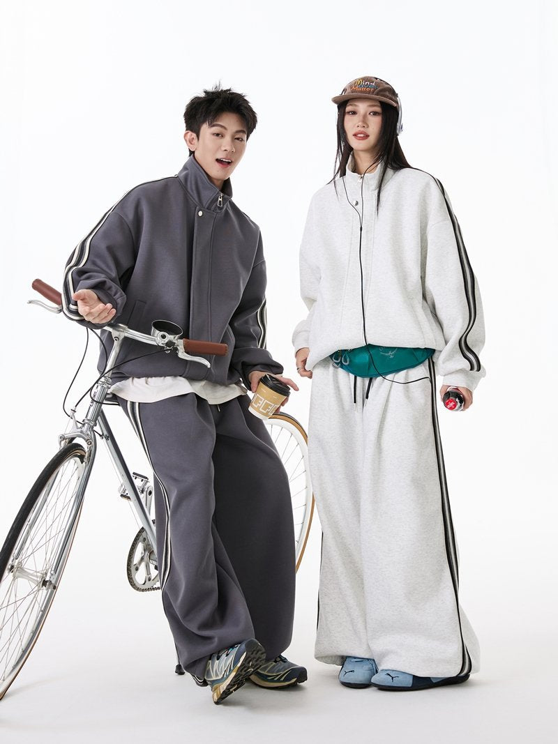 Sporty Retro Zip Tracksuit Set