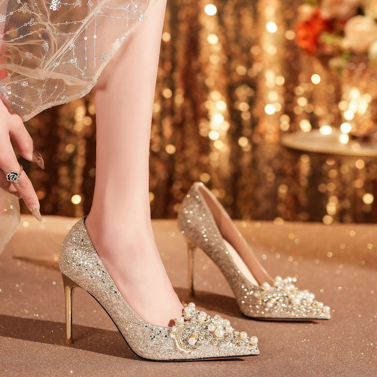 Pearl Wedding Stilettos