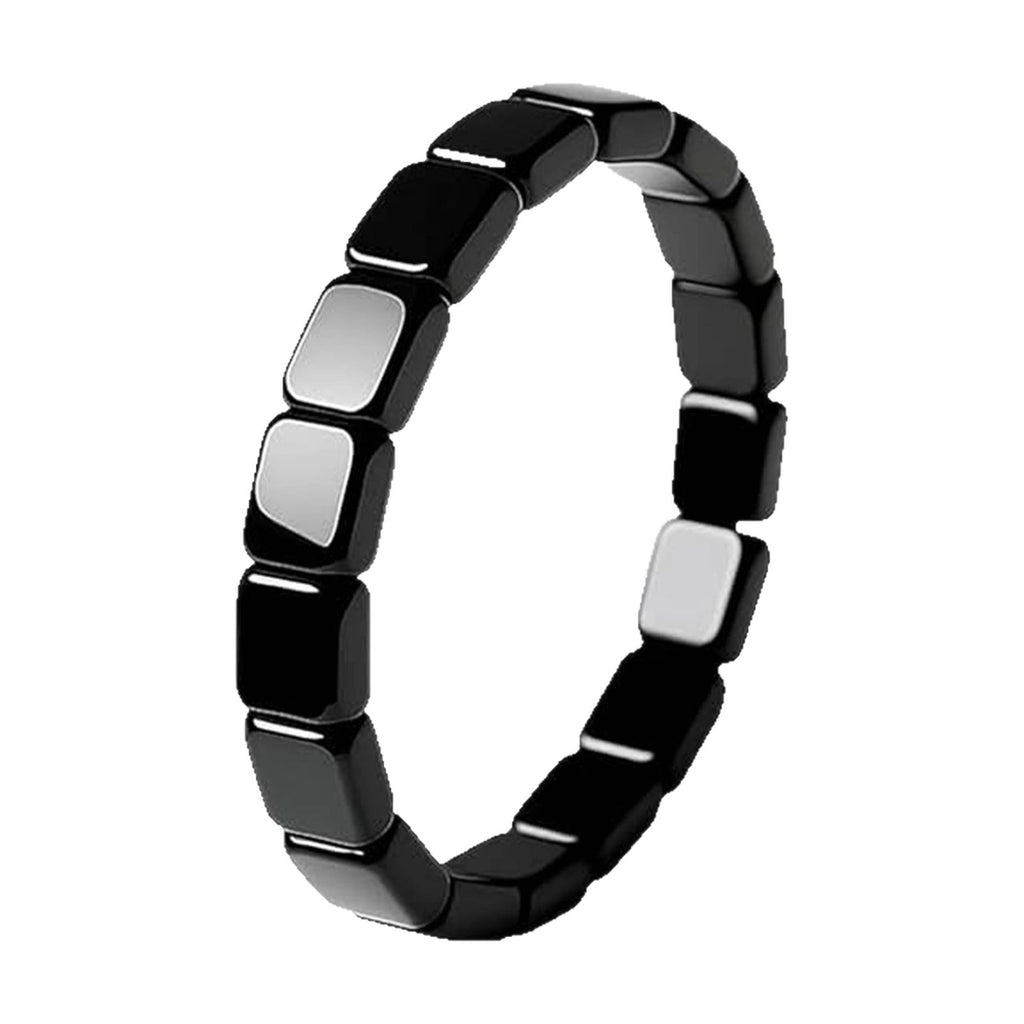 Cross-border hot sale square black gallstone bracelet men's elastic mix and match bracelet fashion beaded apple bracelet accessories accessories
