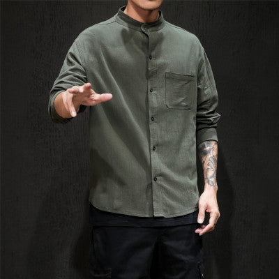 Collar Linen-Blend Shirt