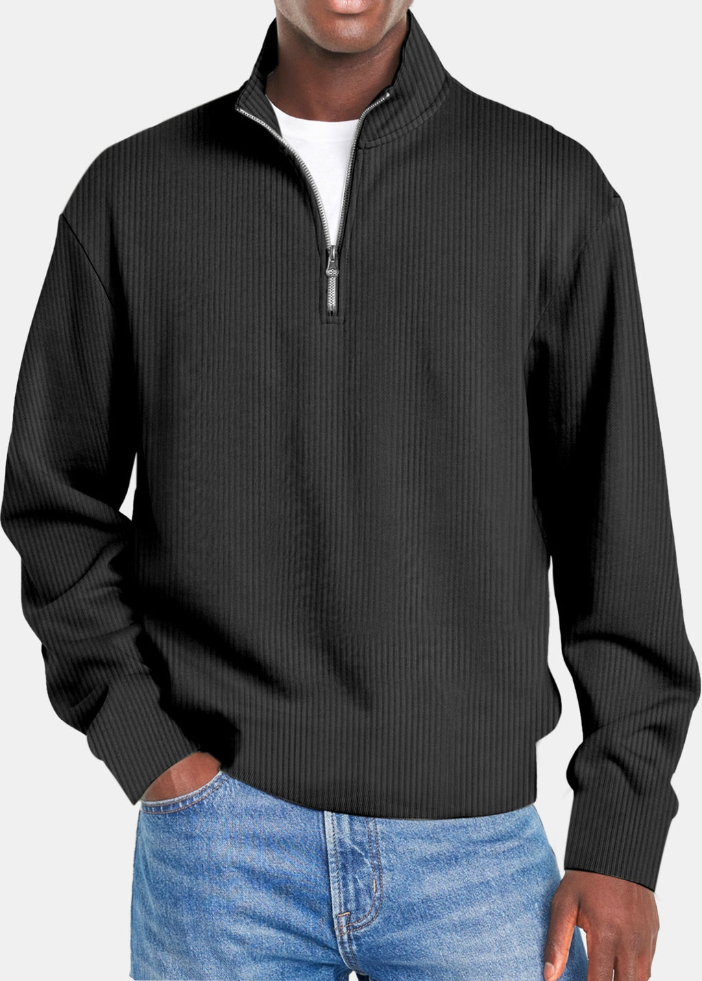 Ribbed Quarter-Zip Pullover
