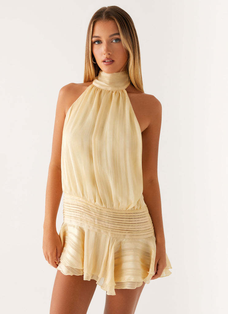 Backless Tie-Up Halter Dress