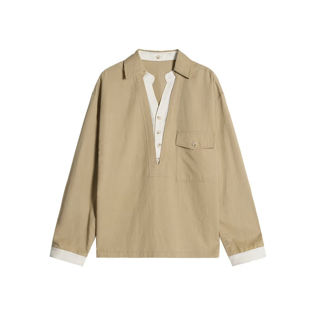 Drapey Faux Two-Piece Pullover Shirt