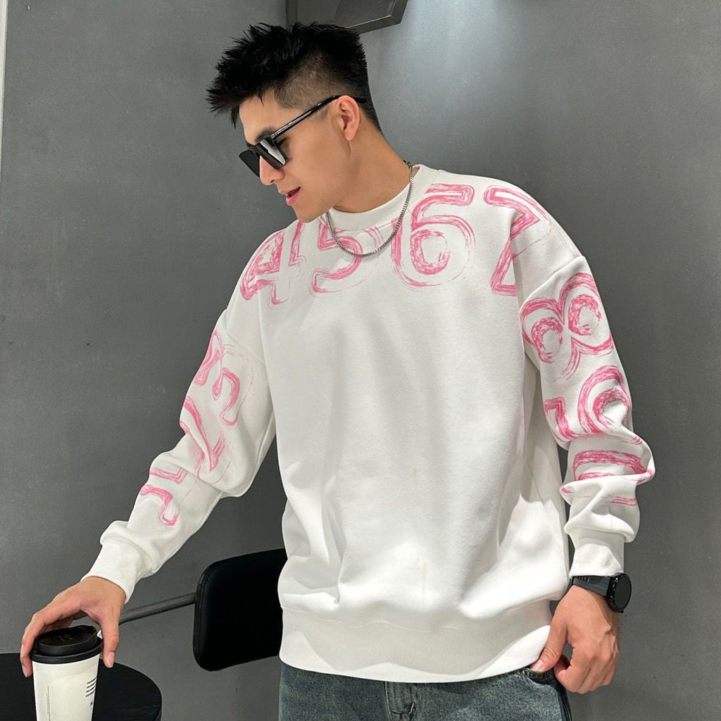 Abstract Numeric Graphic Sweatshirt