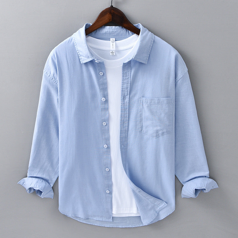 Men's Linen-Blend Button-Down Shirt