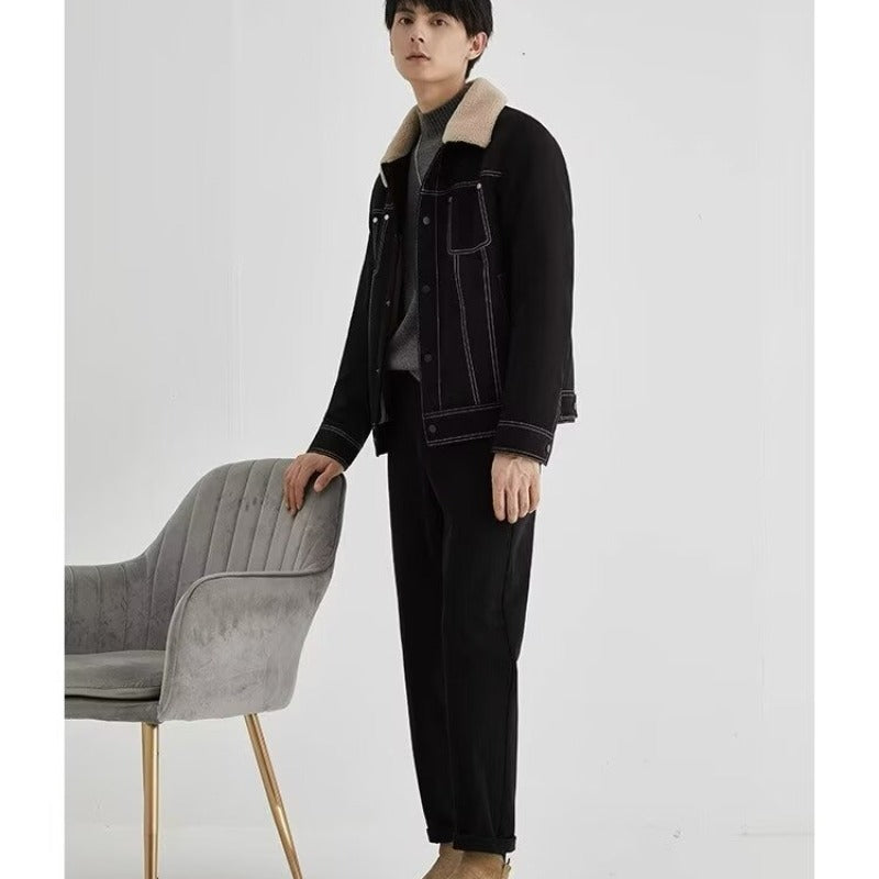 Men's Fleece-Lined Suede Jacket