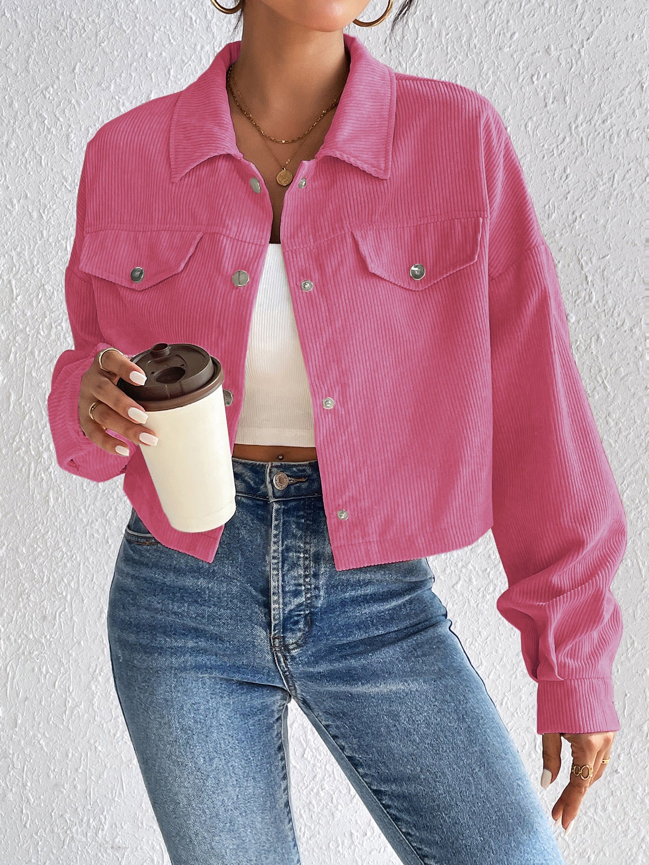 Corduroy Crop Utility Jacket