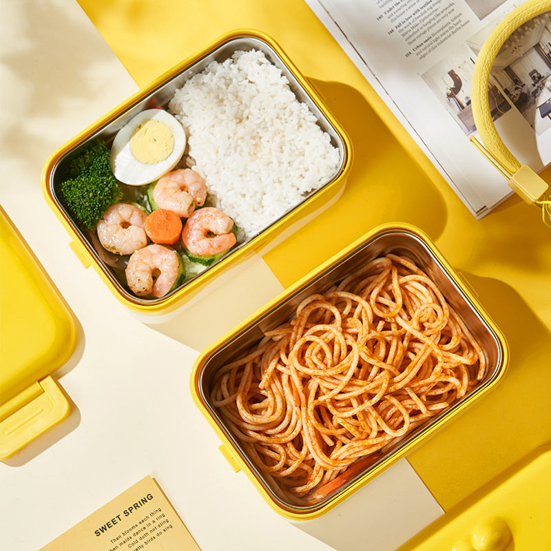 Xiaohuangji stainless steel children's lunch box, student office lunch box, lunch box with snap closure, sealed lunch box