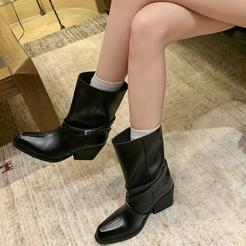Lace-Up Block-Heel Boots